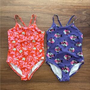 Hanna Andersson Cross Back Swimsuits Set of 2 Purple & Red Size 8 130cm